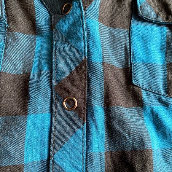 Miley Cyrus & Max Azria Tops - Blue & Black flannel